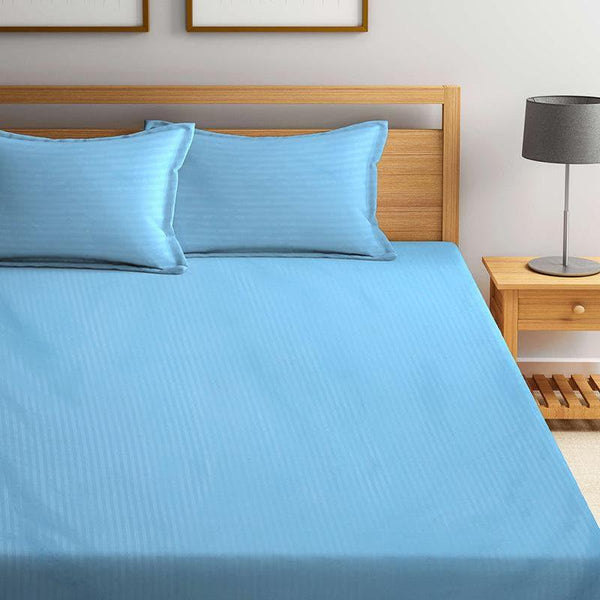 Buy Striped Wonder Bedsheet- Sky Blue Bedsheets from Vaaree