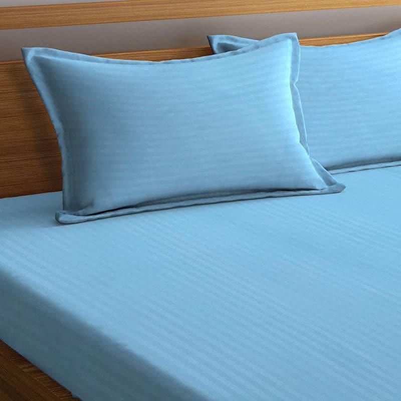 Buy Striped Wonder Bedsheet- Sky Blue Bedsheets from Vaaree