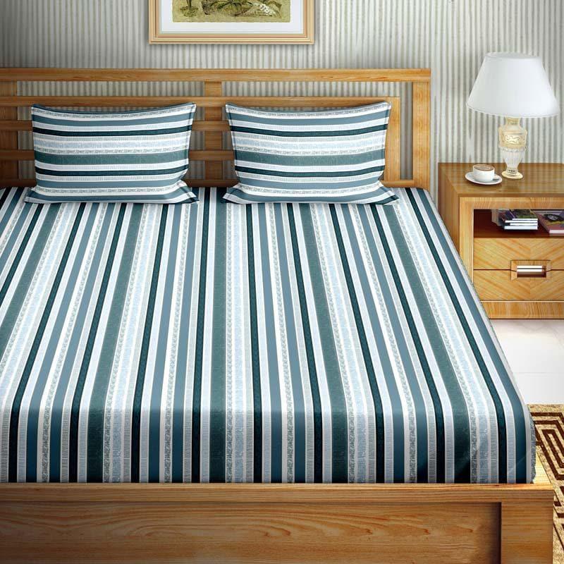 Buy Stripey Paradise - Blue & Grey Bedsheets from Vaaree