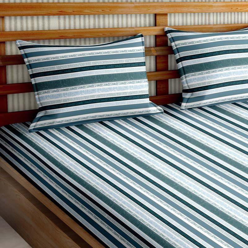 Buy Stripey Paradise - Blue & Grey Bedsheets from Vaaree