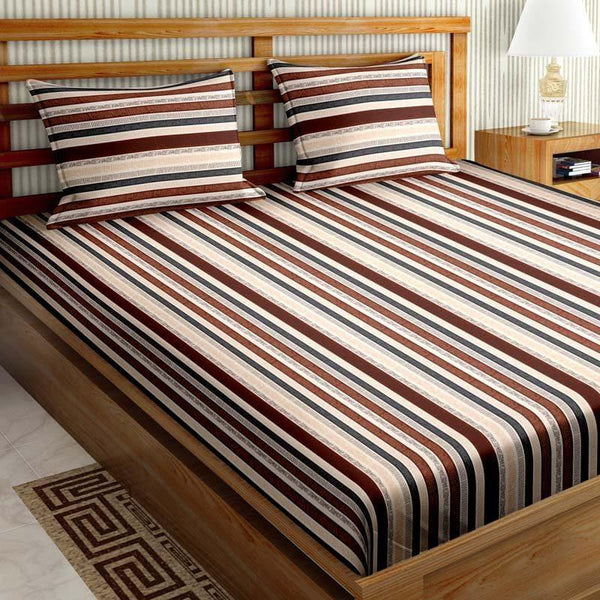 Buy Stripey Paradise - Brown & Grey Bedsheets from Vaaree