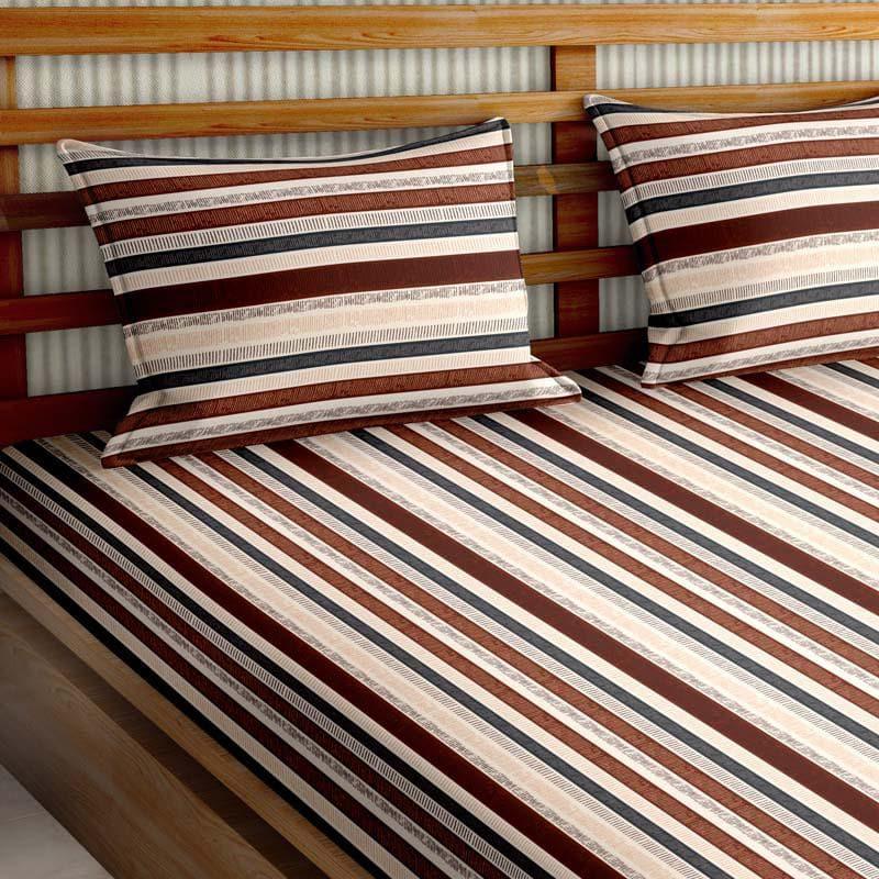 Buy Stripey Paradise - Brown & Grey Bedsheets from Vaaree