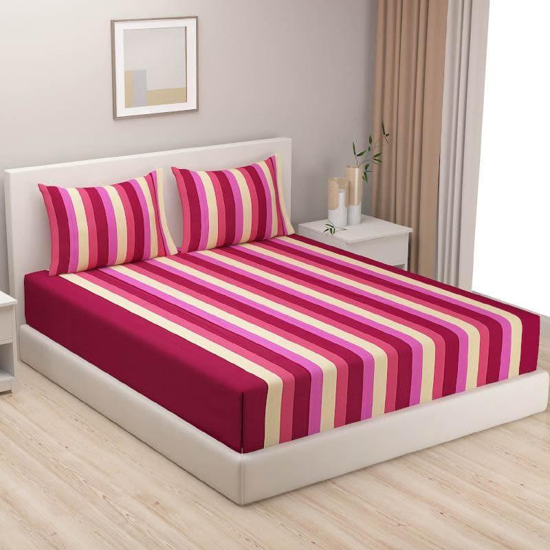 Bedsheets - Stripey Vibrant Bedsheet - Red