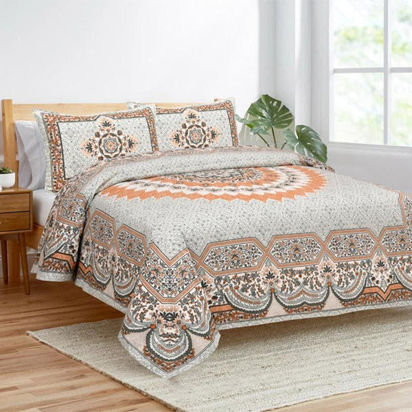 Buy Sudrisha Ethnic Bedsheet - Orange Bedsheets from Vaaree