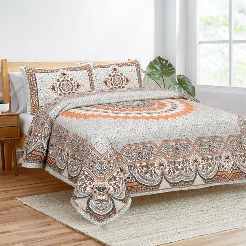 Buy Sudrisha Ethnic Bedsheet - Orange Bedsheets from Vaaree