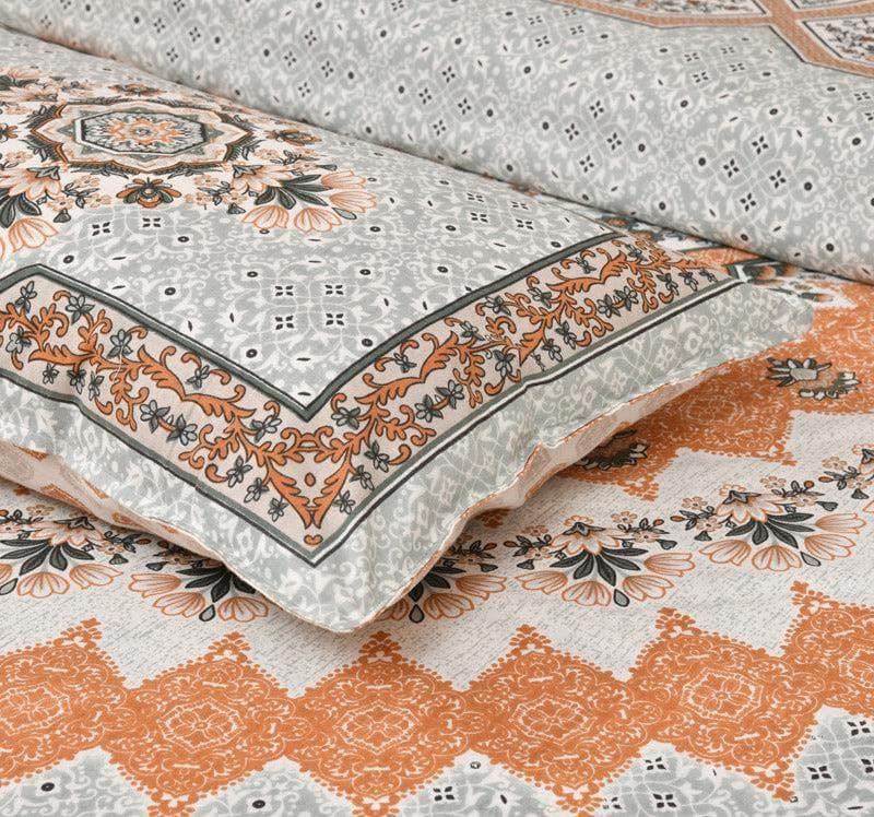 Buy Sudrisha Ethnic Bedsheet - Orange Bedsheets from Vaaree