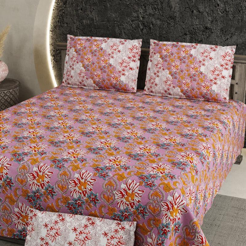 Bedsheets - Talib Floral Bedsheet - Pink