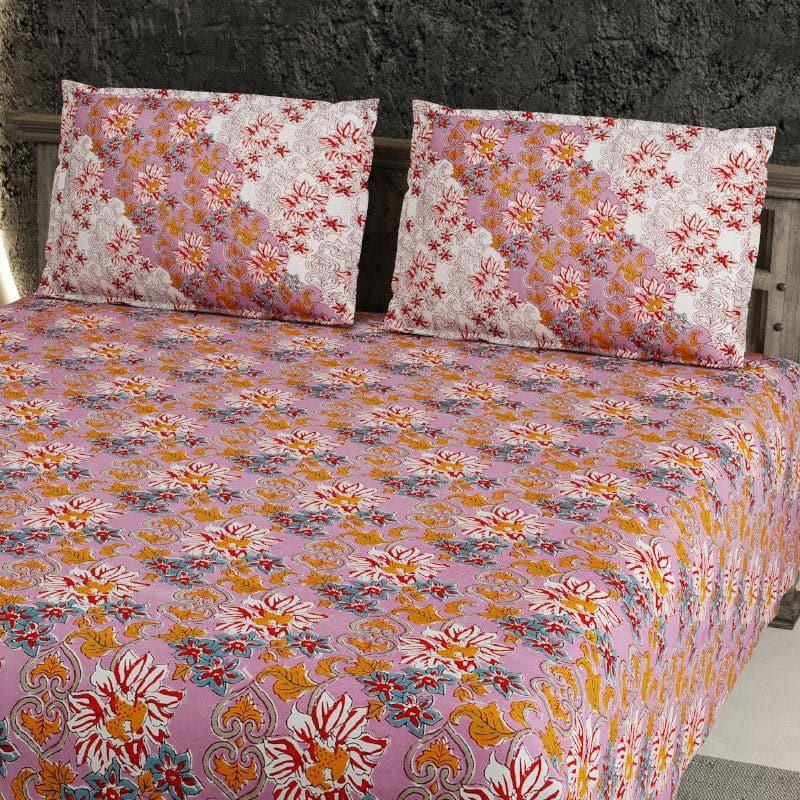 Bedsheets - Talib Floral Bedsheet - Pink