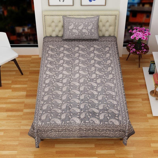 Buy Tavi Paisley Bedsheet - Grey Bedsheets from Vaaree