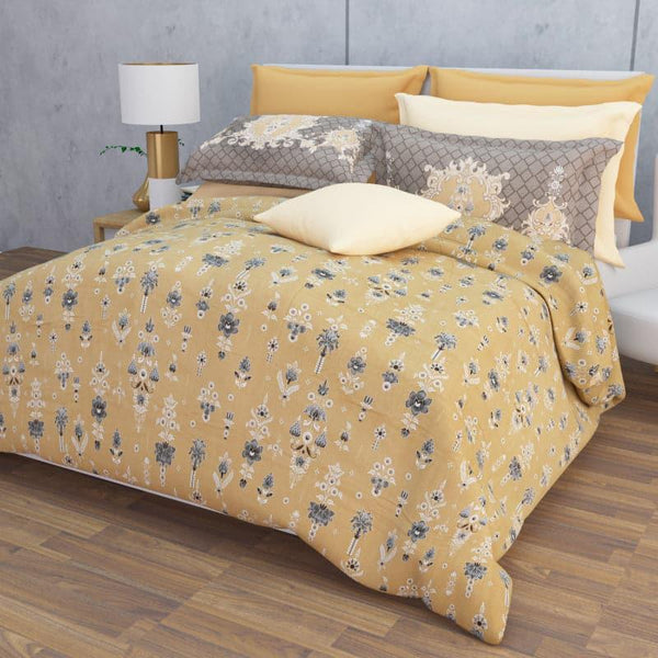 Bedsheets - Teva Floral Bedsheet - Buff