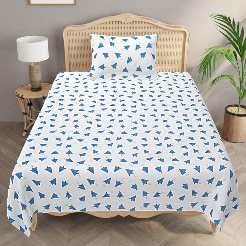 Buy The Blue Paper Plane Bedsheet Bedsheets from Vaaree