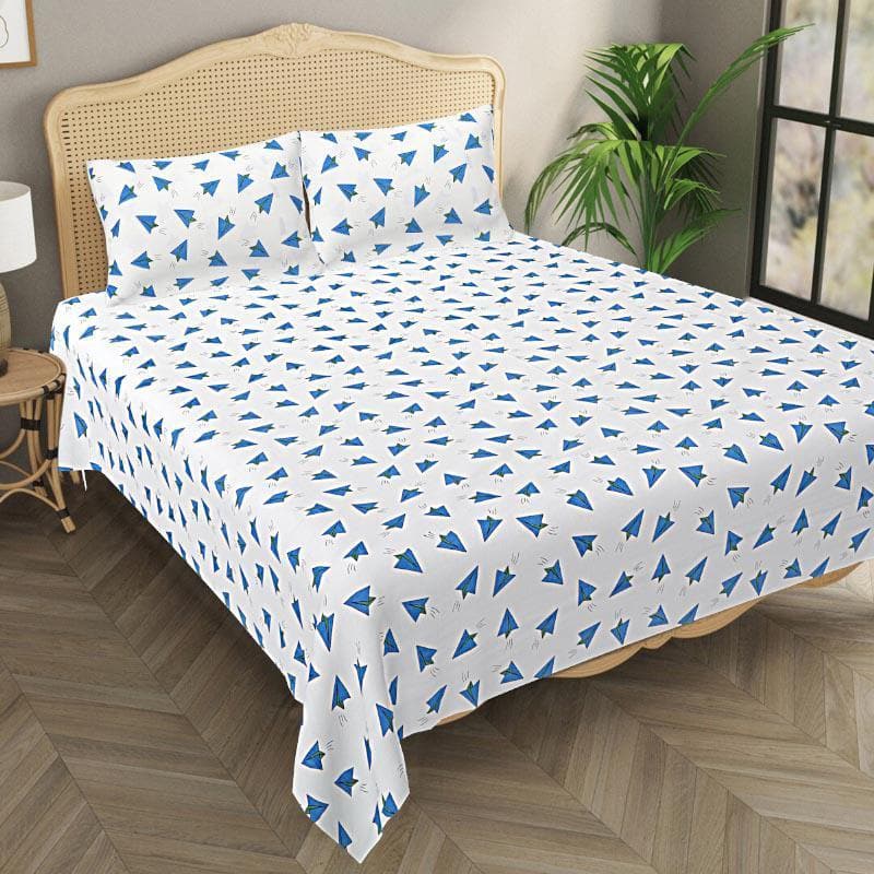 Buy The Blue Paper Plane Bedsheet Bedsheets from Vaaree