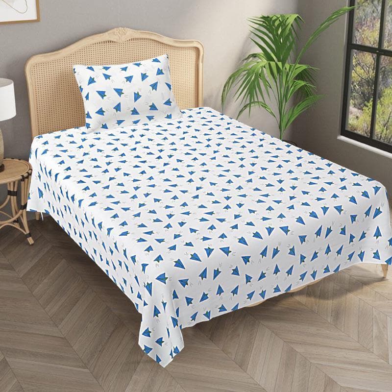 Buy The Blue Paper Plane Bedsheet Bedsheets from Vaaree