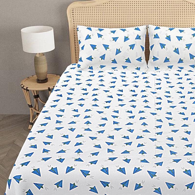 Buy The Blue Paper Plane Bedsheet Bedsheets from Vaaree