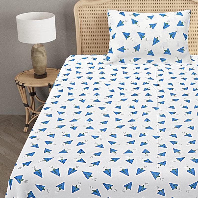 Buy The Blue Paper Plane Bedsheet Bedsheets from Vaaree