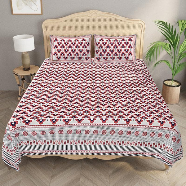 Buy The Lucky Leaf Bedsheet - Red Bedsheets from Vaaree