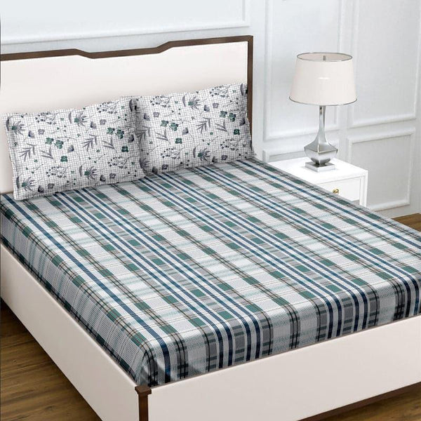 Buy Theodosia Stripe Bedsheet - Blue Bedsheets from Vaaree