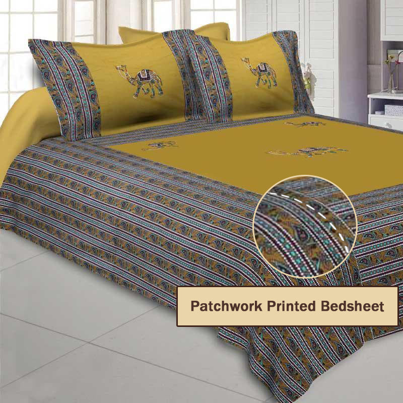 Buy Traditional Camel Bedsheet - Yellow Bedsheets from Vaaree