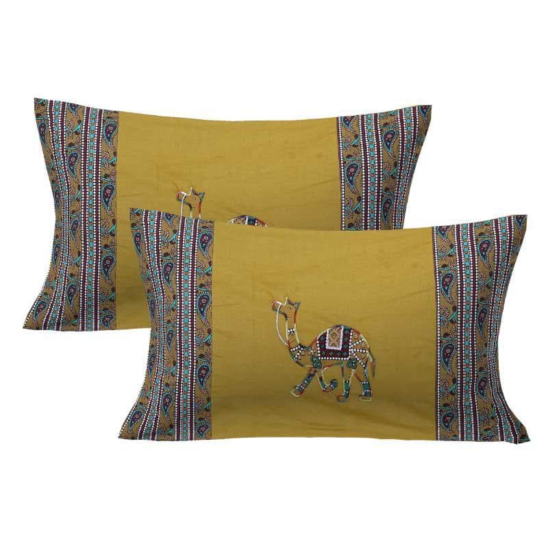 Buy Traditional Camel Bedsheet - Yellow Bedsheets from Vaaree