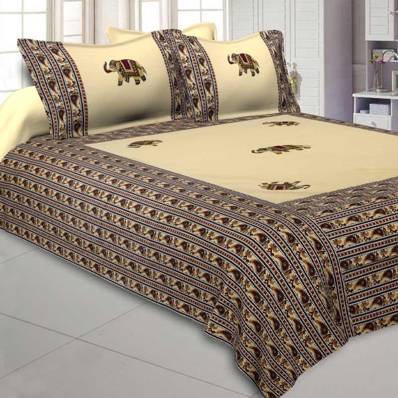 Bedsheets - Traditionally Tuskan Bedsheet - Cream