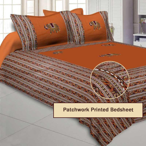 Buy Traditionally Tuskan Bedsheet - Orange Bedsheets from Vaaree