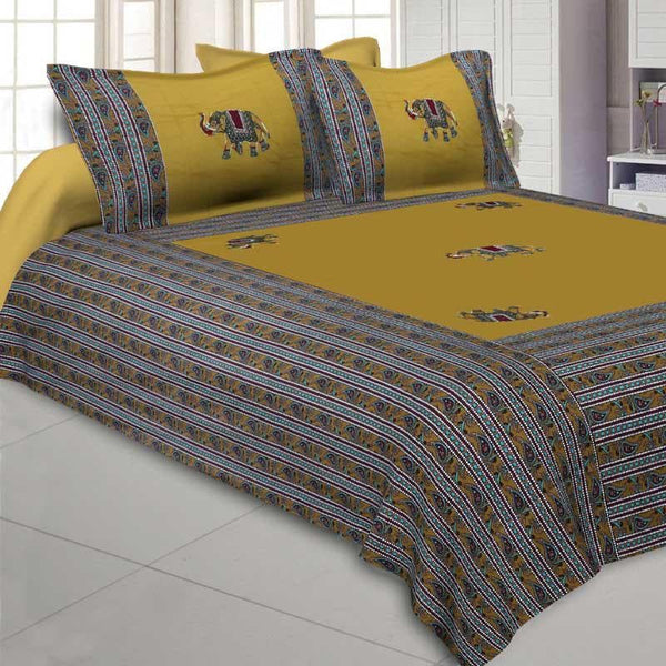 Bedsheets - Traditionally Tuskan Bedsheet - Yellow