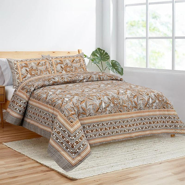 Buy Tridha Floral Bedsheet - Brown Bedsheets from Vaaree