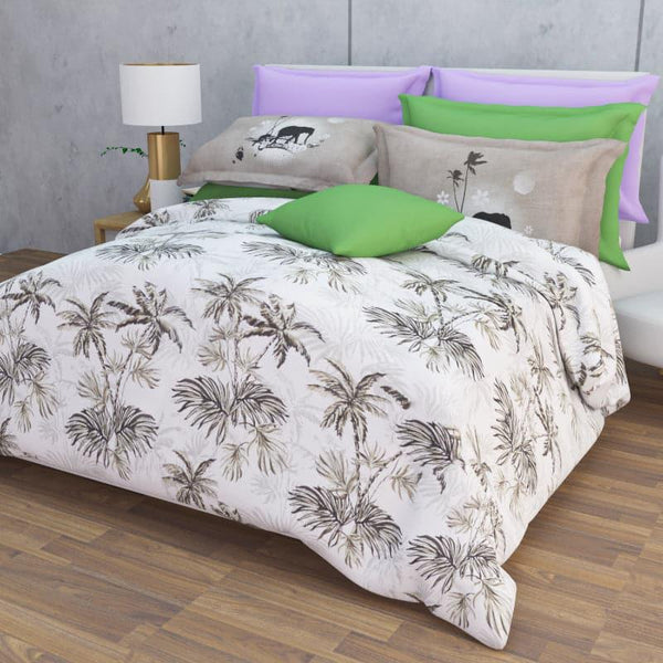 Buy Tropical Paradise Bedsheet - Buff Bedsheets from Vaaree