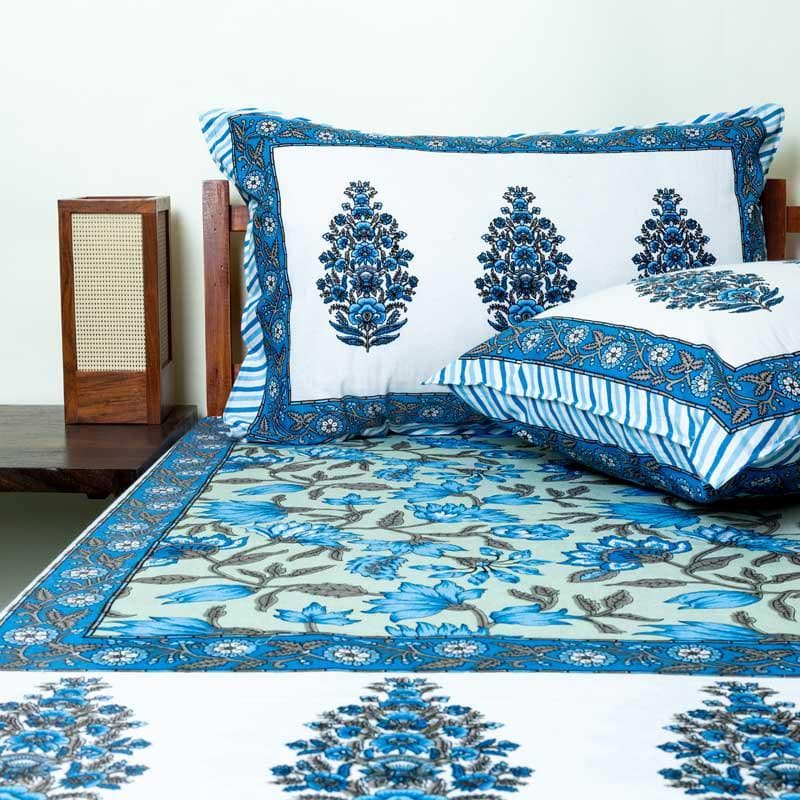 Buy Turvani Ethnic Bedsheet - Blue Bedsheets from Vaaree