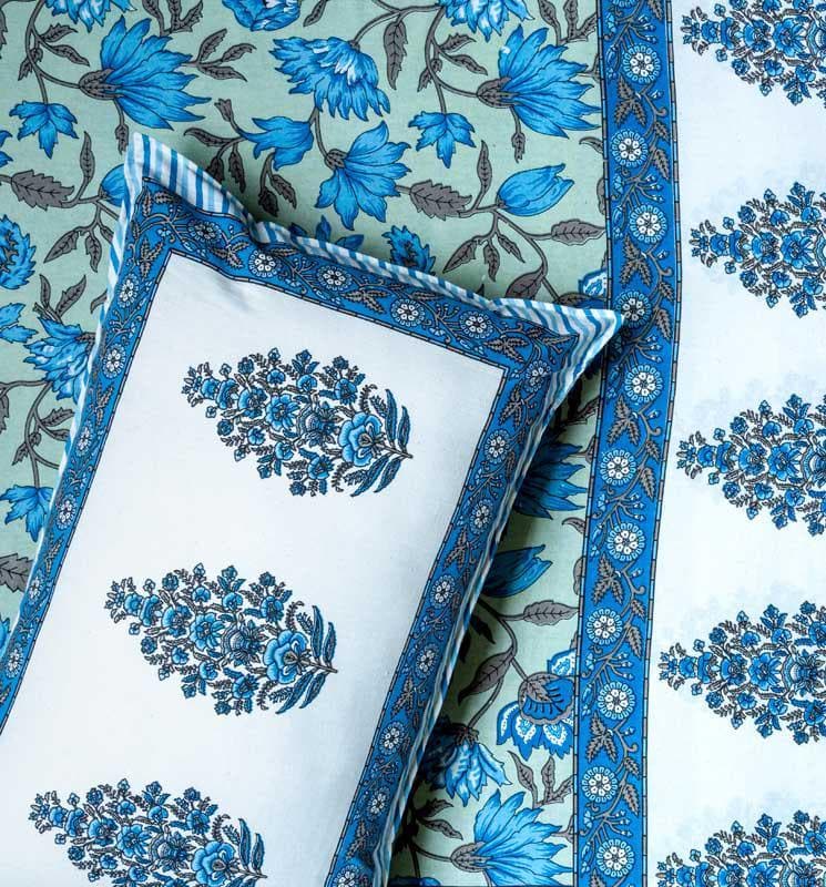 Buy Turvani Ethnic Bedsheet - Blue Bedsheets from Vaaree