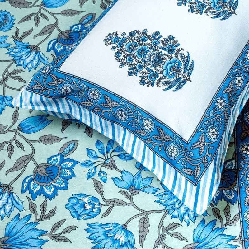 Buy Turvani Ethnic Bedsheet - Blue Bedsheets from Vaaree