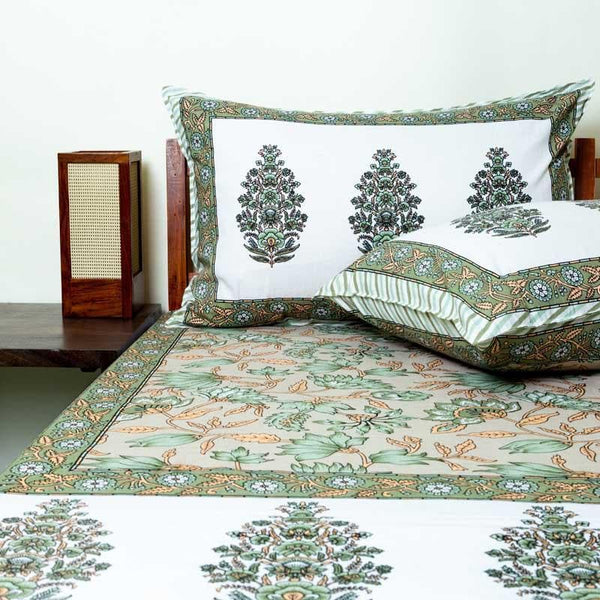 Buy Turvani Ethnic Bedsheet - Green Bedsheets from Vaaree