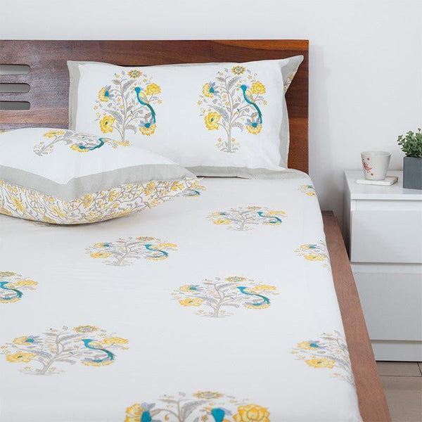 Bedsheets - Tushara Floral Bedsheet - Yellow