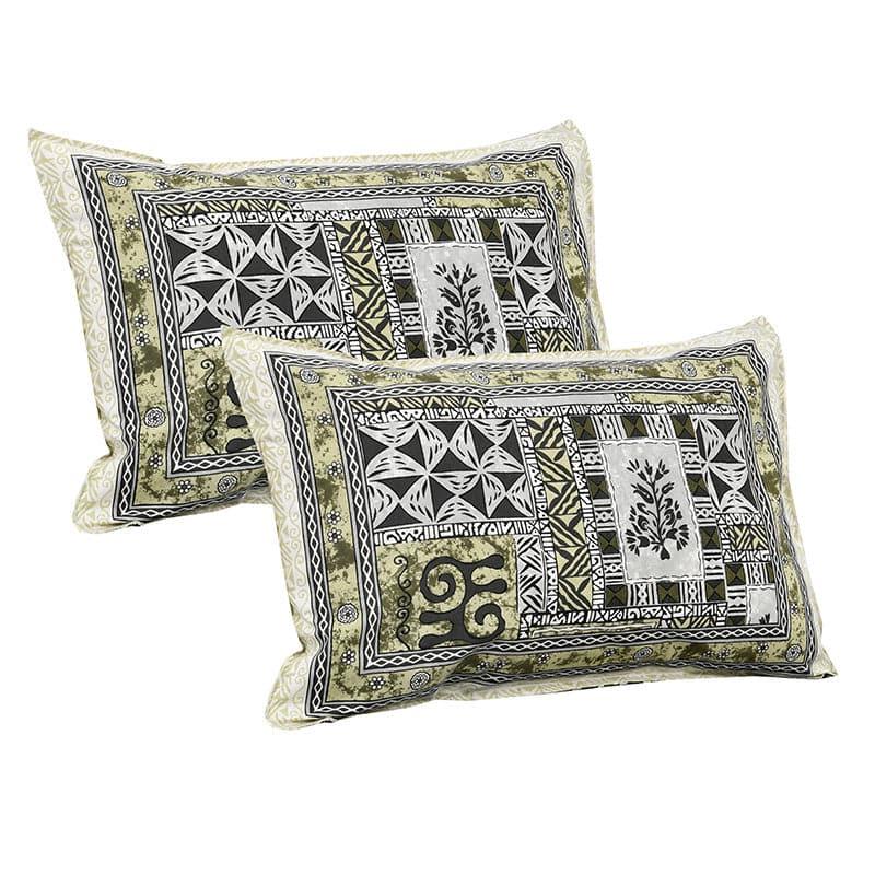 Buy Tvisha Tribal Applique Print Bedsheet - Green & Grey Bedsheets from Vaaree