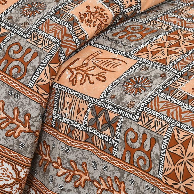 Buy Tvisha Tribal Applique Print Bedsheet - Orange & Grey Bedsheets from Vaaree