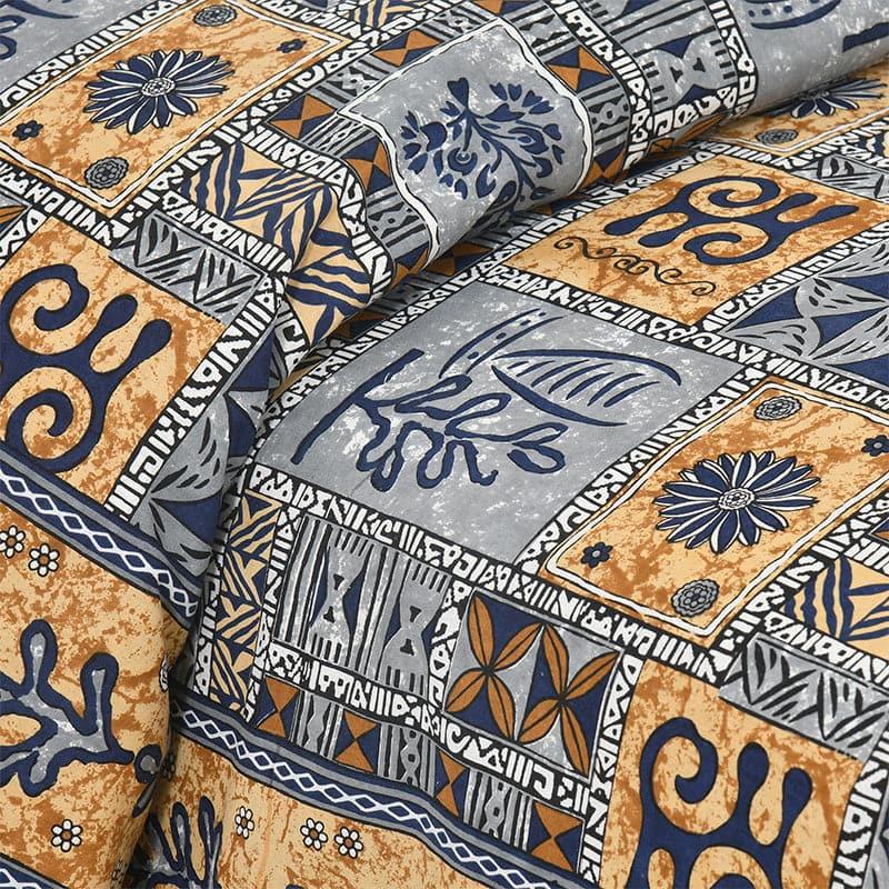 Buy Tvisha Tribal Applique Print Bedsheet - Yellow & Grey Bedsheets from Vaaree