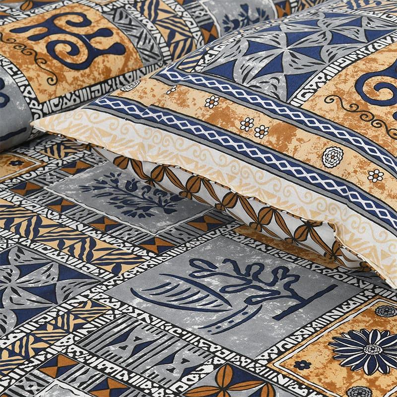 Buy Bedsheets - Tvisha Tribal Applique Print Bedsheet - Yellow & Grey at Vaaree online
