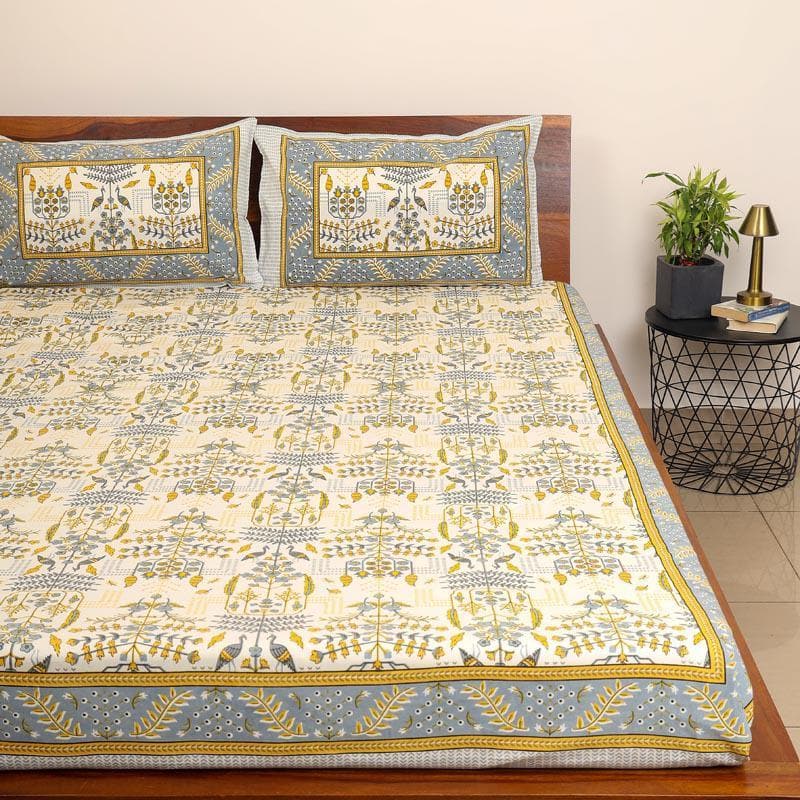 Buy Utopia Jaipuri Bedsheet - White Bedsheets from Vaaree