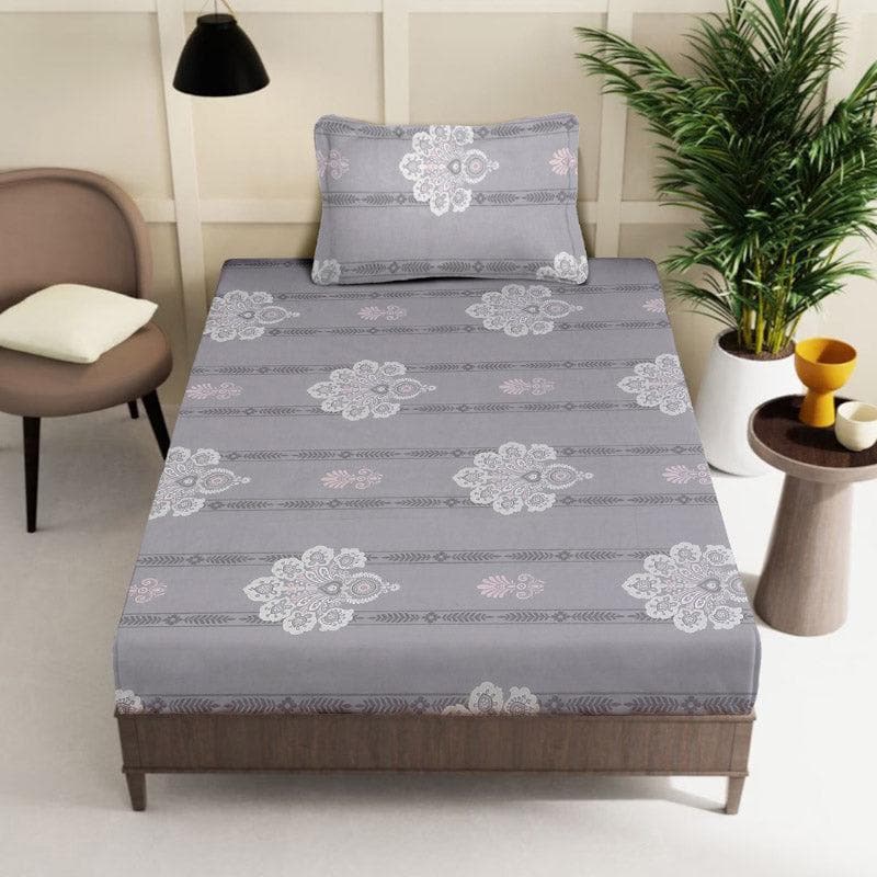 Buy Vidushi Printed Bedsheet - Grey Bedsheets from Vaaree