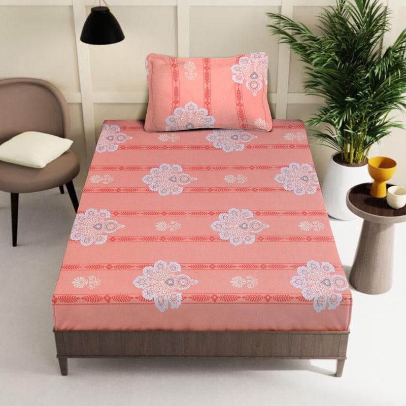 Buy Vidushi Printed Bedsheet - Peach Bedsheets from Vaaree