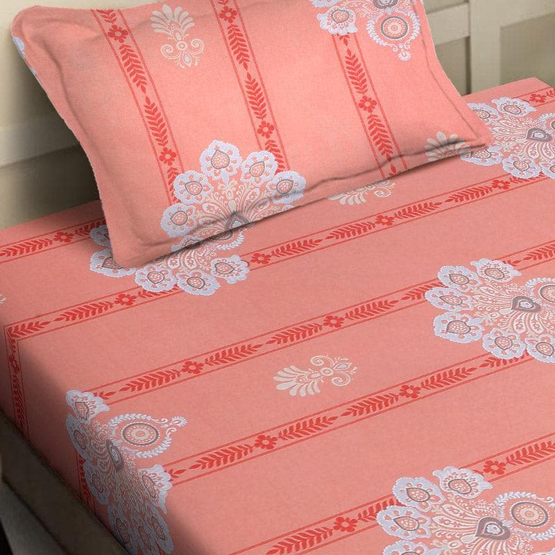 Buy Vidushi Printed Bedsheet - Peach Bedsheets from Vaaree