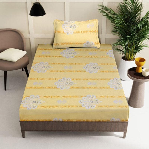 Buy Vidushi Printed Bedsheet - Yellow Bedsheets from Vaaree