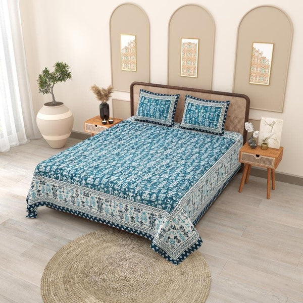 Buy Viscooo Whispers Bedsheet - Blue Bedsheets from Vaaree