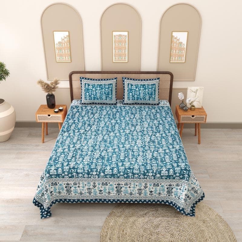 Buy Viscooo Whispers Bedsheet - Blue Bedsheets from Vaaree