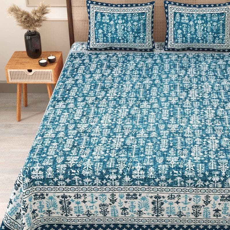 Buy Viscooo Whispers Bedsheet - Blue Bedsheets from Vaaree