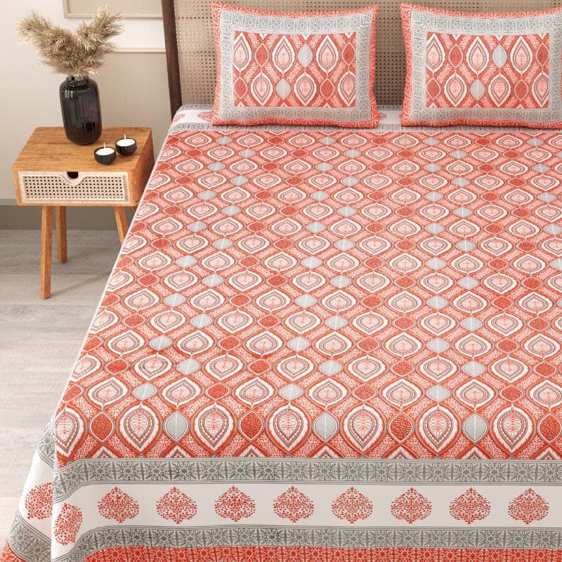 Buy Visky Serenade Bedsheet - Orange Bedsheets from Vaaree