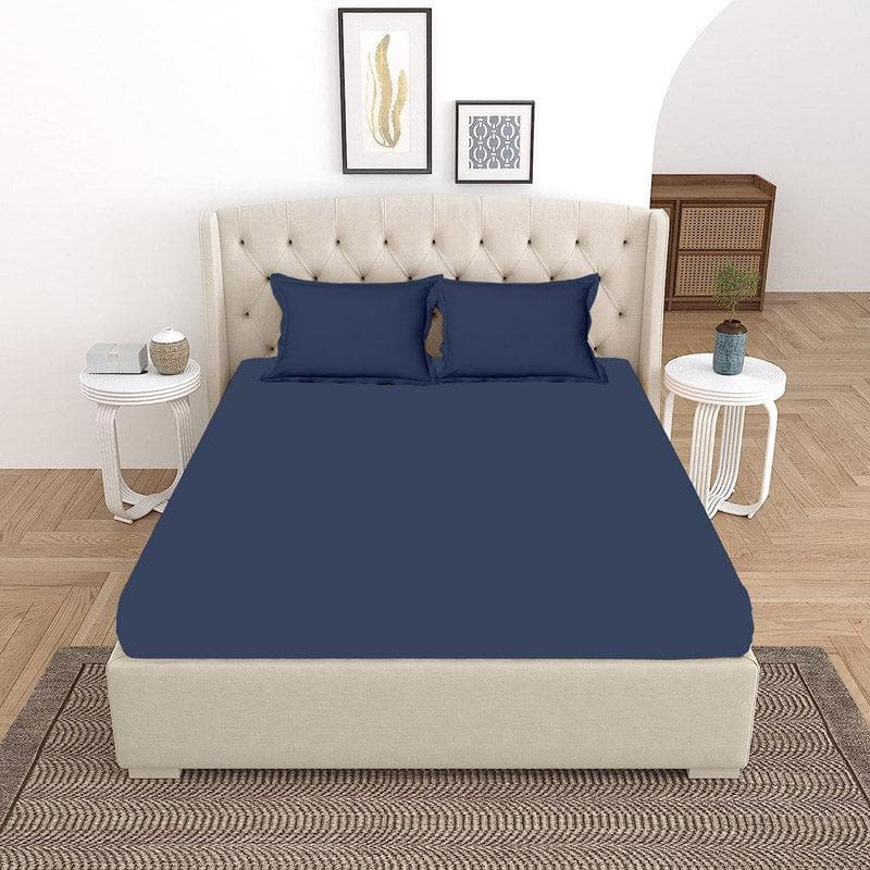 Buy Bedsheets - Vizag Solid Bedsheet - Navy Blue at Vaaree online