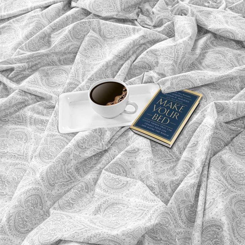 Bedsheets - Vrita Floral Bedsheet - Grey