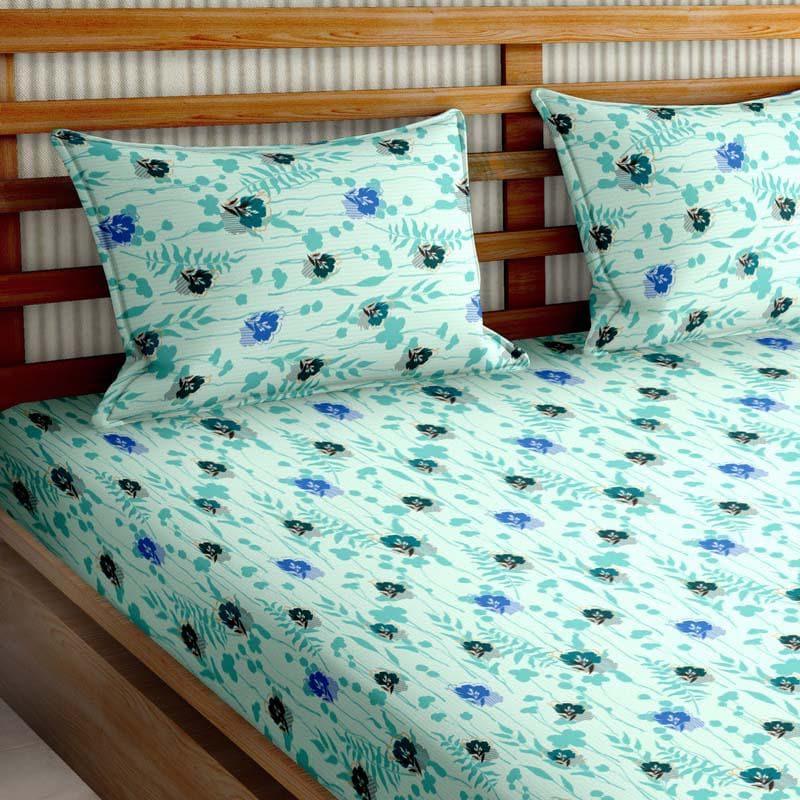 Buy Wildflower Waltz Bedsheet - Blue Bedsheets from Vaaree