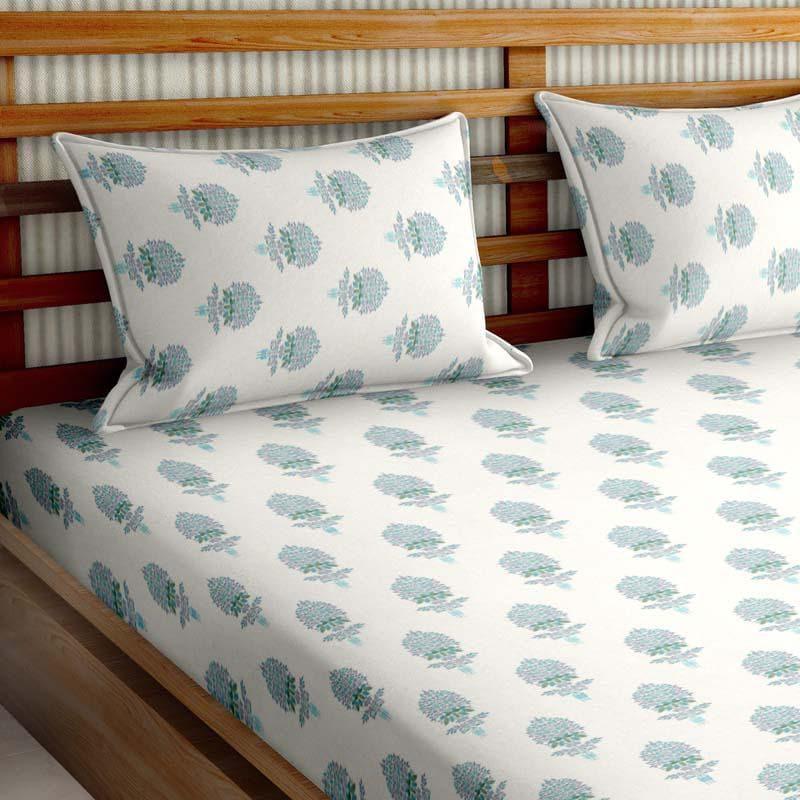 Buy Woodblock Print Bedsheet - Blue Bedsheets from Vaaree